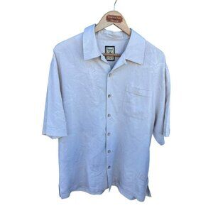 Jamaica Jaxx Men's Vintage Shirt Button Up Leaf Print Dusty Blue Size Large